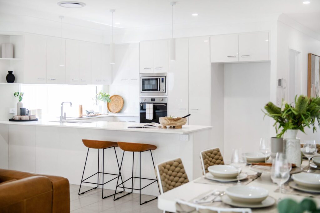 Interior of a display home at Palm Lake Resort Bargara